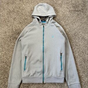 Peter Millar Hoodie Mens Large Gray Crown Sport Placid Full Zip Raglan Sleeves